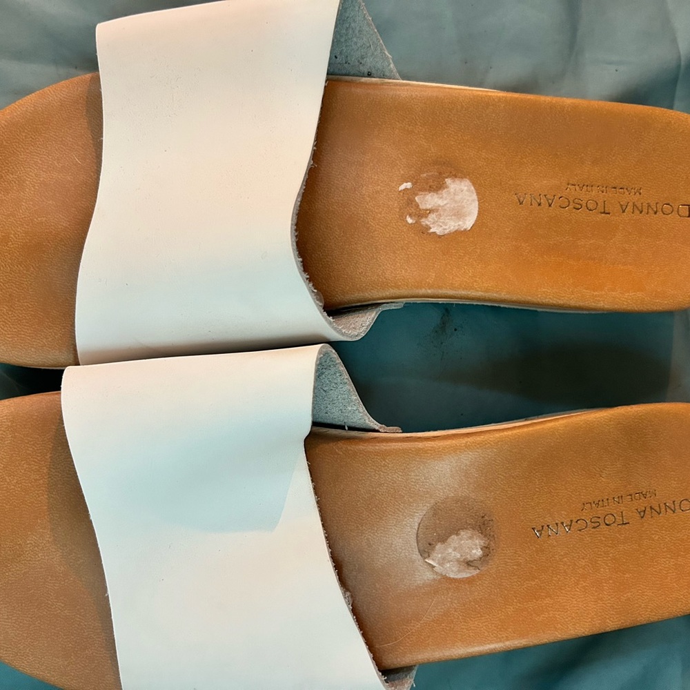 White Leather Mules